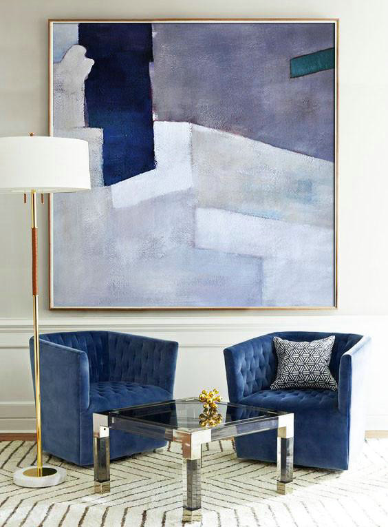 Hand Painted Extra Large Abstract Painting,Oversized Contemporary Art,Acrylic Painting Wall Art,Grey,Blue,White,Duck Green.etc